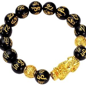 Set of TWO Lucky Buddah Obsidian bracelets